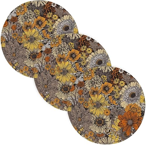 Trivet Set Autumn Sunflowers and Butterflies Pot Holder Trivet Mats for Hot Dishes 15in Cotton Thread Weave Heat Resistant Table Mats for Microwave