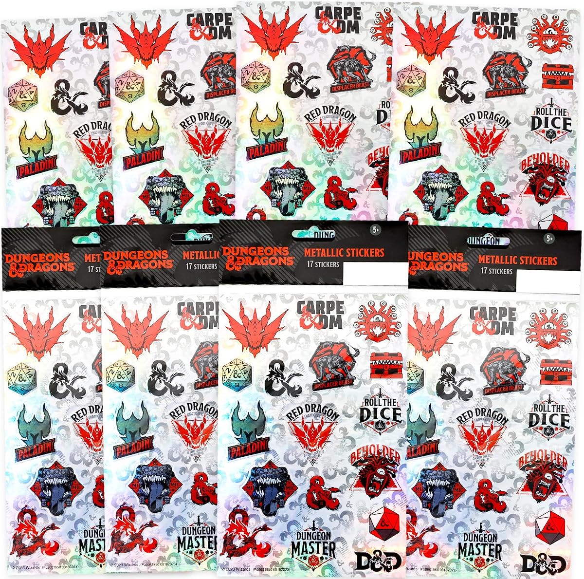 Juego de pegatinas de dragones y mazmorras – Paquete con más de 60 pegatinas DND con dragones, criaturas míticas y más para decorar | Favores de fiesta de D&D para niños, niñas, adolescentes y adultos