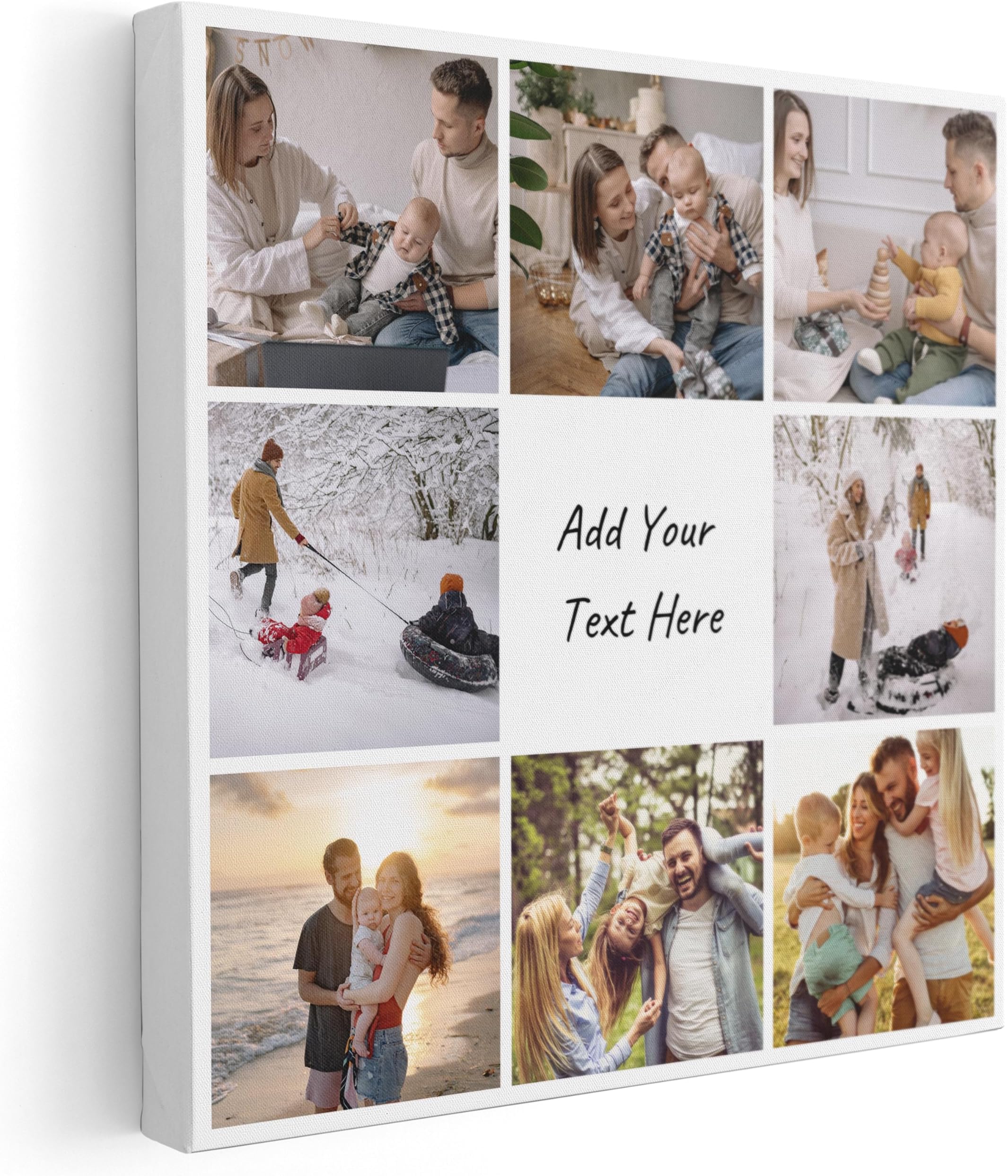 – Personalised Canvas 8 Image Collage Frame Prints, Add Custom Text, Choose Your Colour & Font | Canvas Personalised Photo Collage & Customised Family Photo Frame Gifts For Birthday Special Occasions