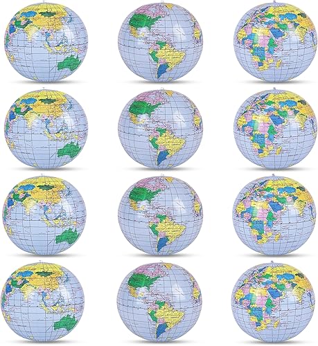 Forest & Twelfth Globo mundial inflable de 16 pulgadas para niños, herramienta educativa divertida, utilizable como juguetes inflables de piscina o
