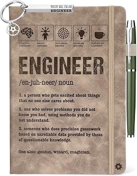 Engineer Gifts Men Women, Engineer Journal 200 Pages Engraved Notebook A5 Lined with Pen, Mechanical Engineer Gifts Student, Gift for Engineering Birthday Graduation New Licensed Passer Christmas