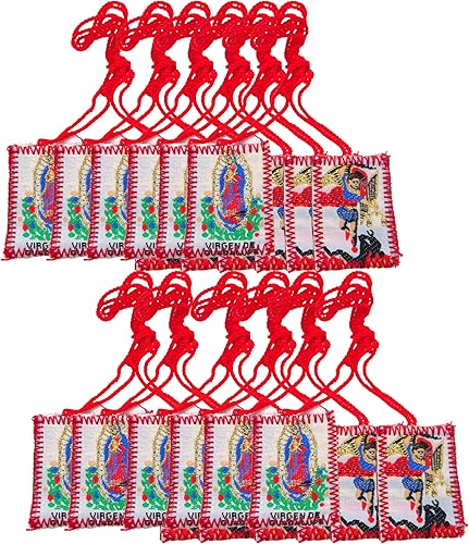 Escapularios católicos a granel con San Miguel y Nuestra Señora de Guadalupe, collar de oración religiosa para hombres y mujeres, multicolor,