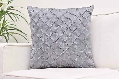 Miniatura 7 de The White Petals Fundas de almohada decorativas de color marrón oscuro (seda sintética, plisadas, 22 x 22 pulgadas, paquete de 2)