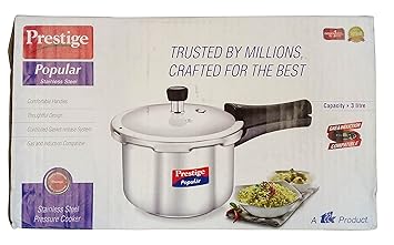 Prestige Popular Stainless Steel Pressure Cooker with Outer Lid- 3 Litre