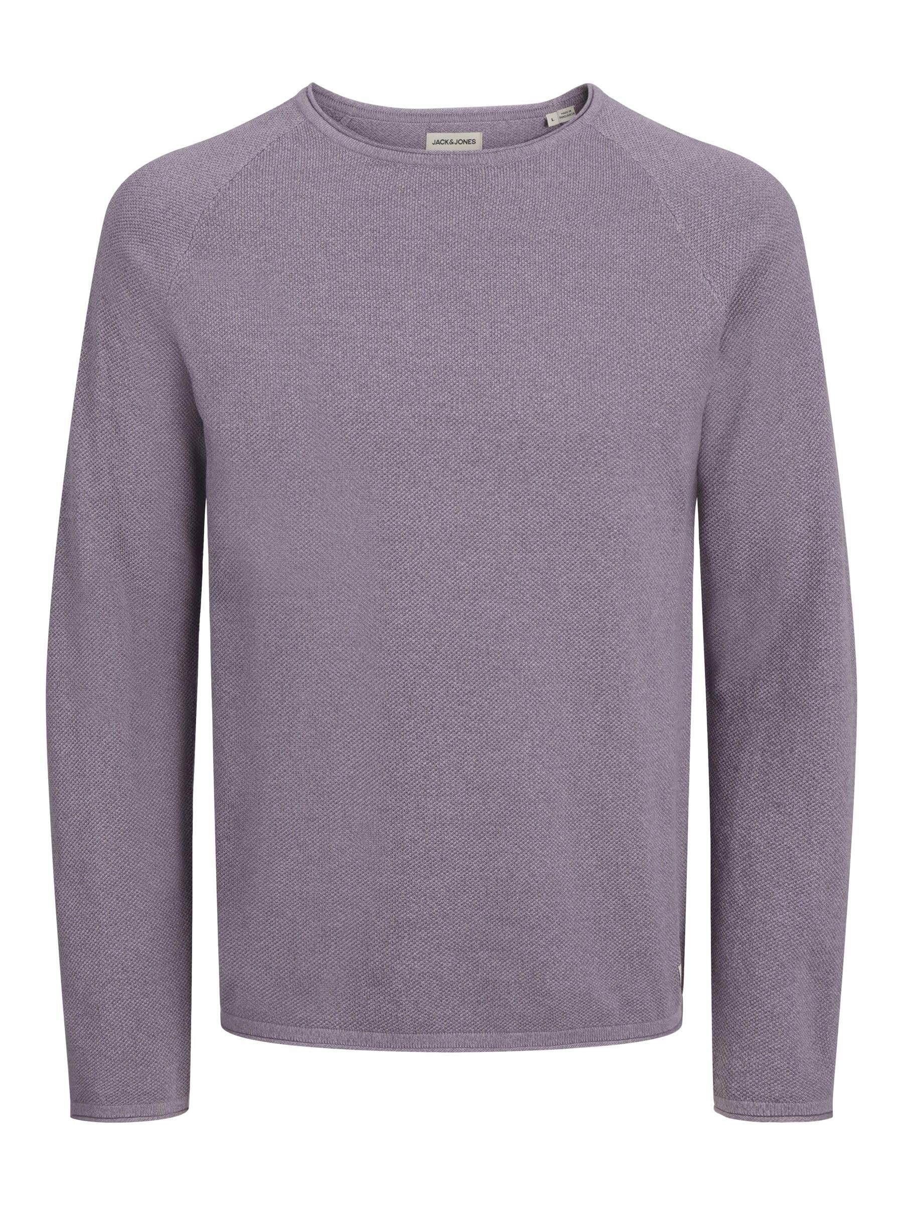 JACK & JONES JJEHILL Knit Crew Neck Noos, Gray Ridge/Detail:Twist, L