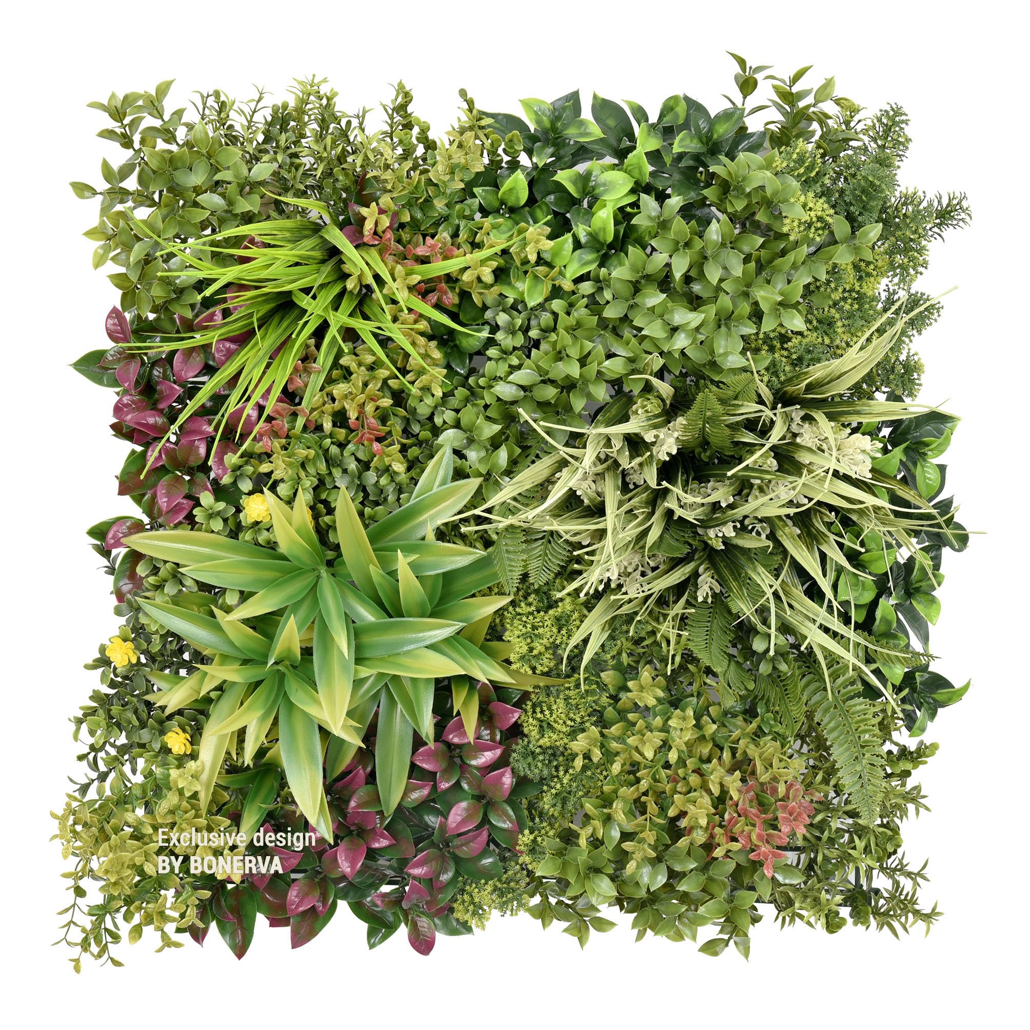 BONERVA | Jardín Vertical Creta (A+B+C) | Planta Artificial para decoración de Pared en Interior y terrazas | Pack 3 Piezas 50 x 50 cm (0,75m²) | Diseño estético para Decorar hogar o jardín