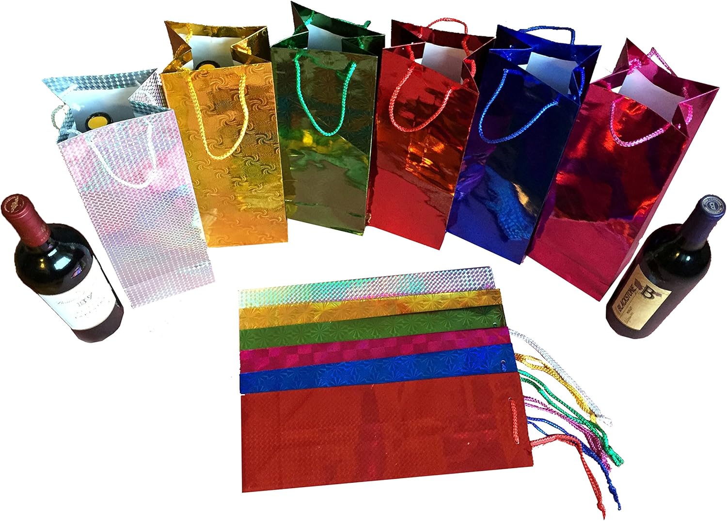 Holographic Wine Bottle Gift Bags (Pack of 12) Health