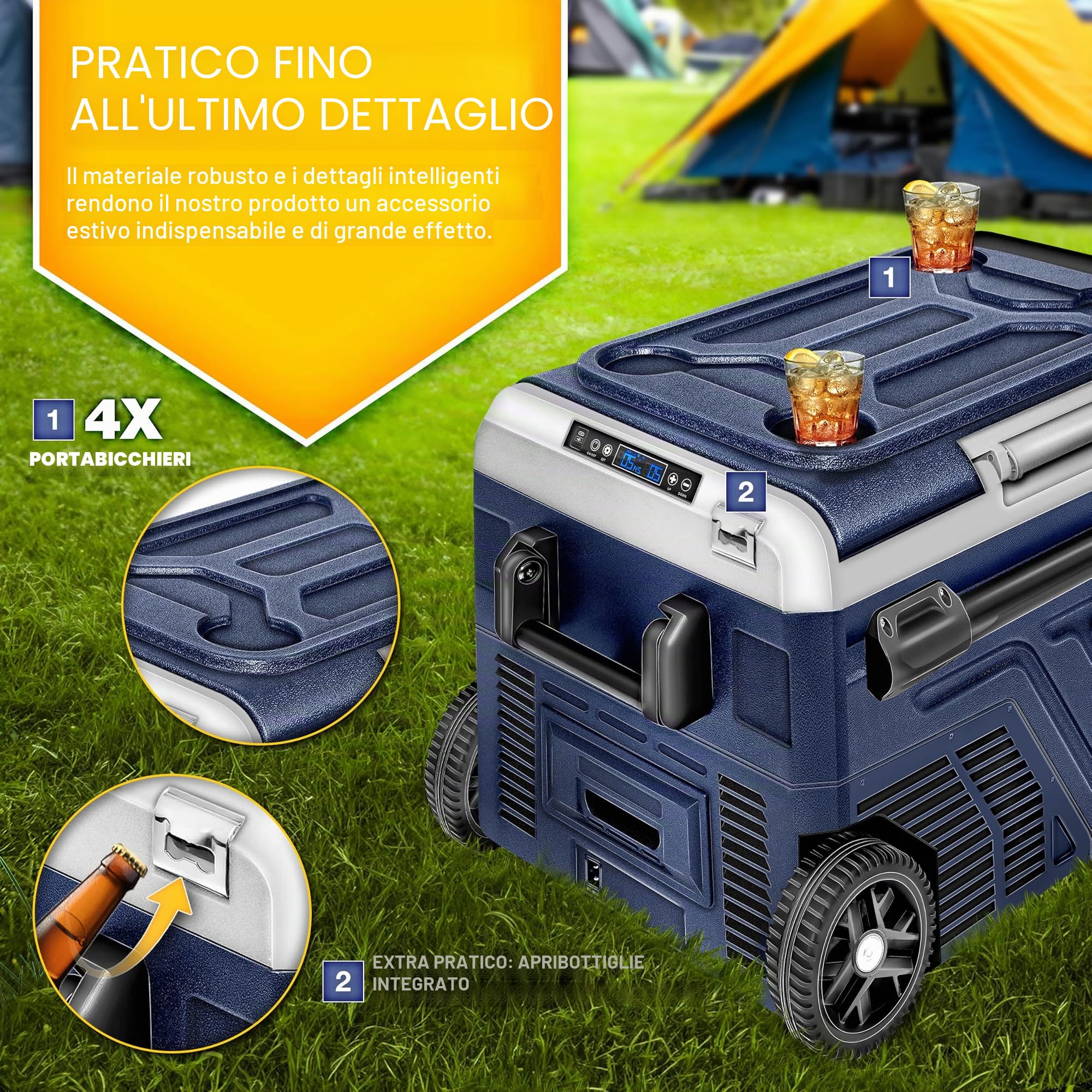 Tillvex Frigorifero Compressore Elettrico 50 Litri WIFI-APP 12/24V 230V -20°C Camper Camping