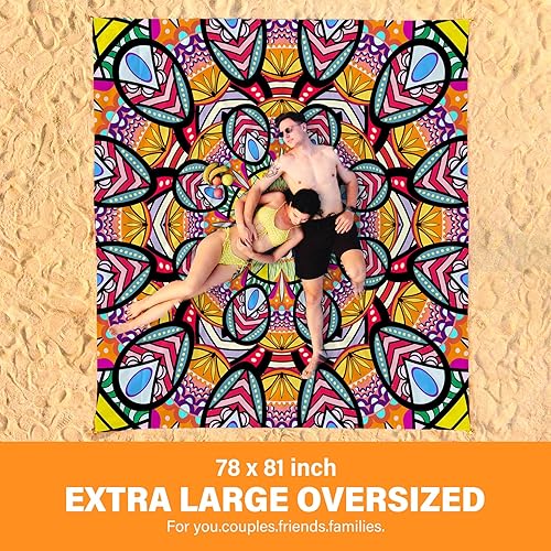 Miniatura 125 de Beach Blanket Oversized Extra Large 78" X 81",Waterproof Sandproof Beach Blanket 1-7 Adults Lightweight Durable for Travel Camping Hiking Picnic