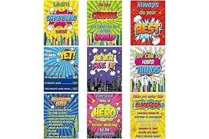 Superhero Posters for Classroom - 9 Pack of Motivational, Inspirational Posters