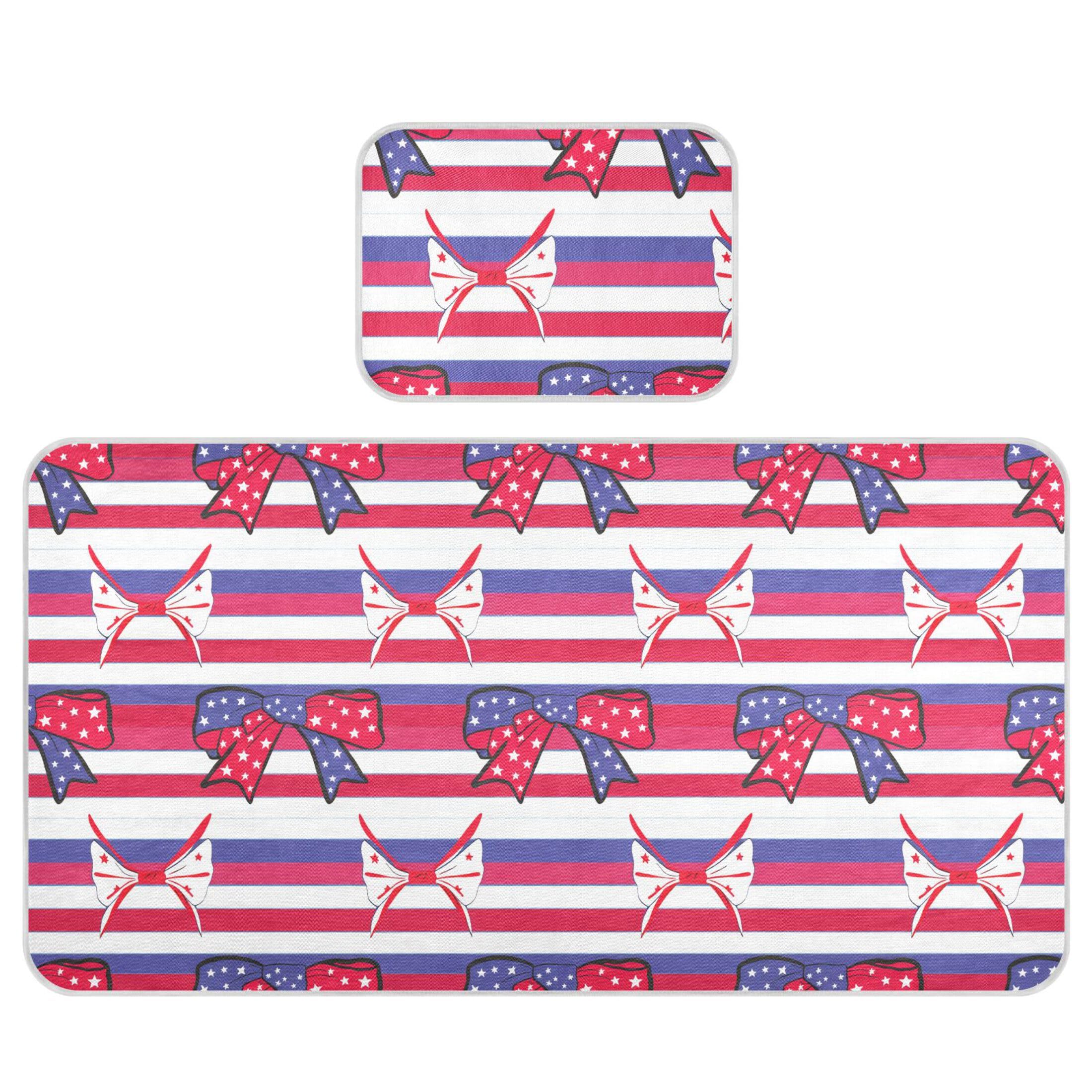 Takiito Independence Day Bows Baby Cooling Mattress Pad, Soft & Breathable Cooling Mat Keep Baby Cool in Summer 28x52 in, Nursery Essential