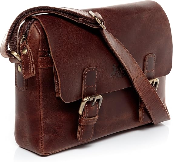SID & VAIN Kleine schoudertas echt leer - handtas YALE - schoudertas damestas met schouderriem - lederen tas dames handgemaakt, zwart, Small