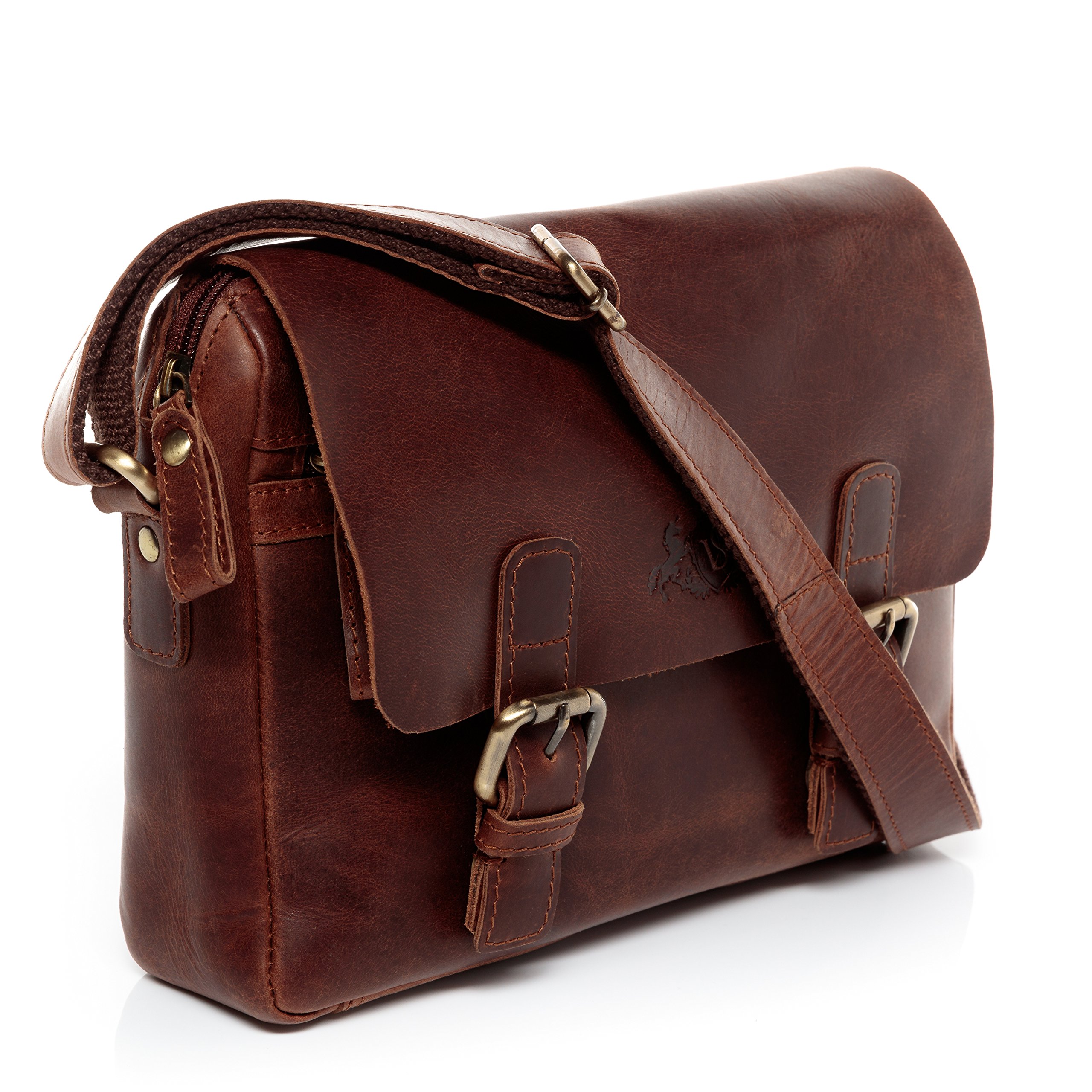 SID & VAIN Messenger bag echt Leder - Schultertasche YALE - Umhängetasche mit Schultergurt - Ledertasche Herren und Damen handgefertigt
