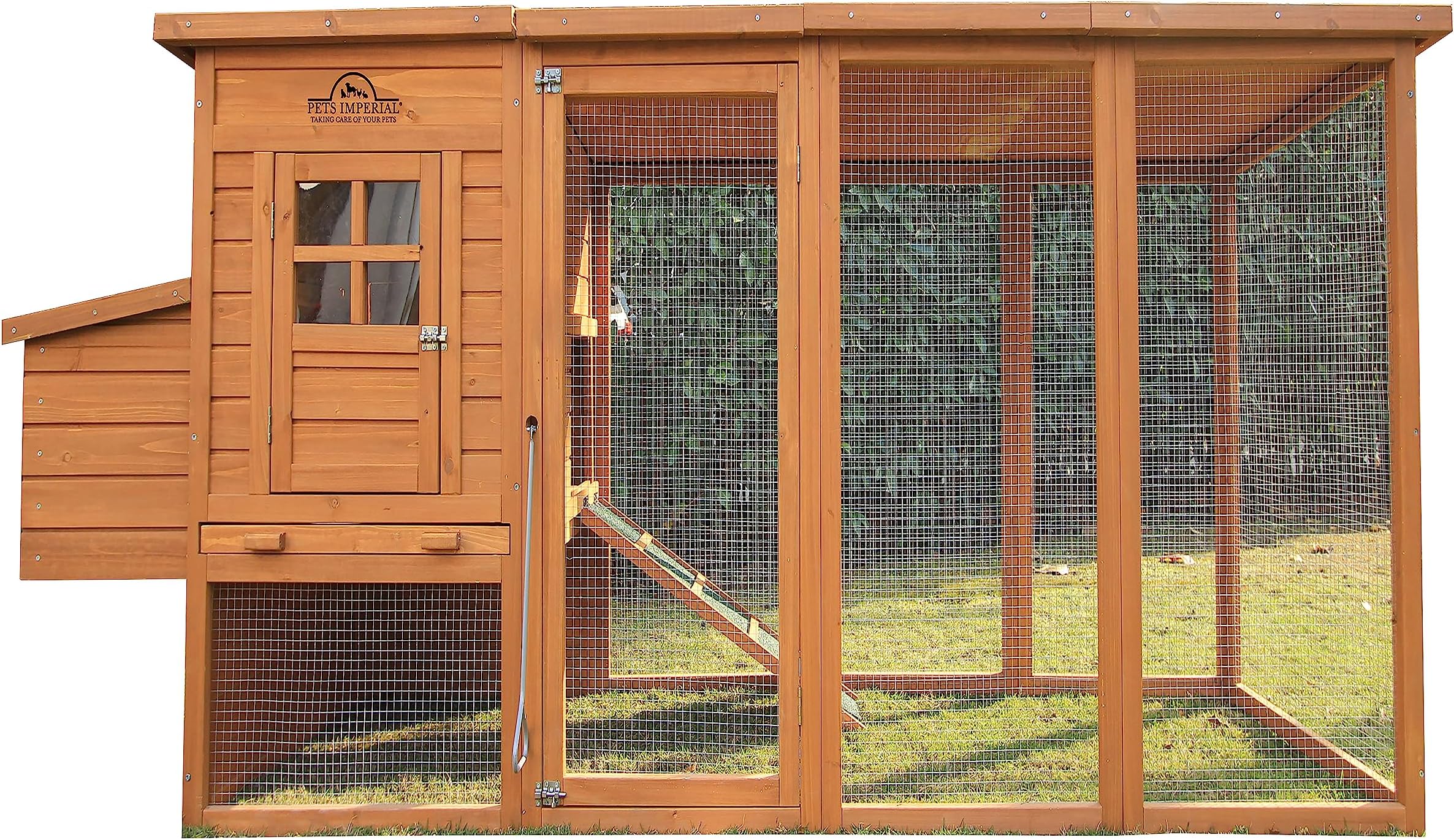 Pets Imperial® Arlington Flat Roof Chicken Coop with Outdoor Run 2.5 m - Chicken House - 250 cm (W) x 76 cm (D) x 103 cm (H)