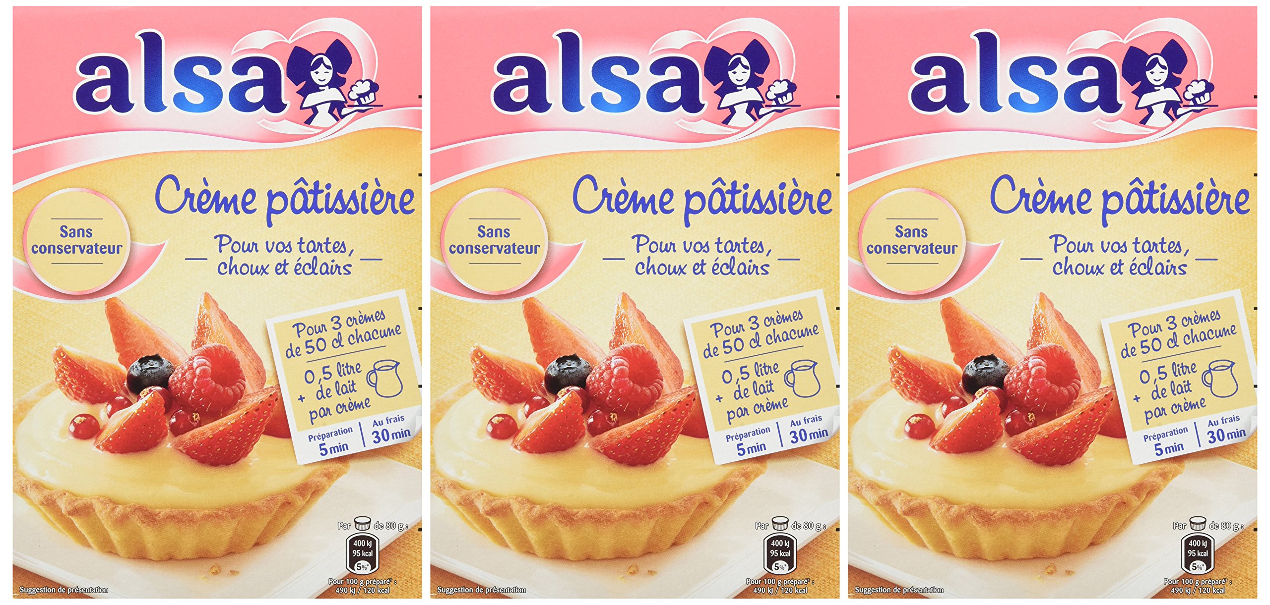 Alsa Préparation Crème Patissière 3 Sachets 390g - Lot de 3