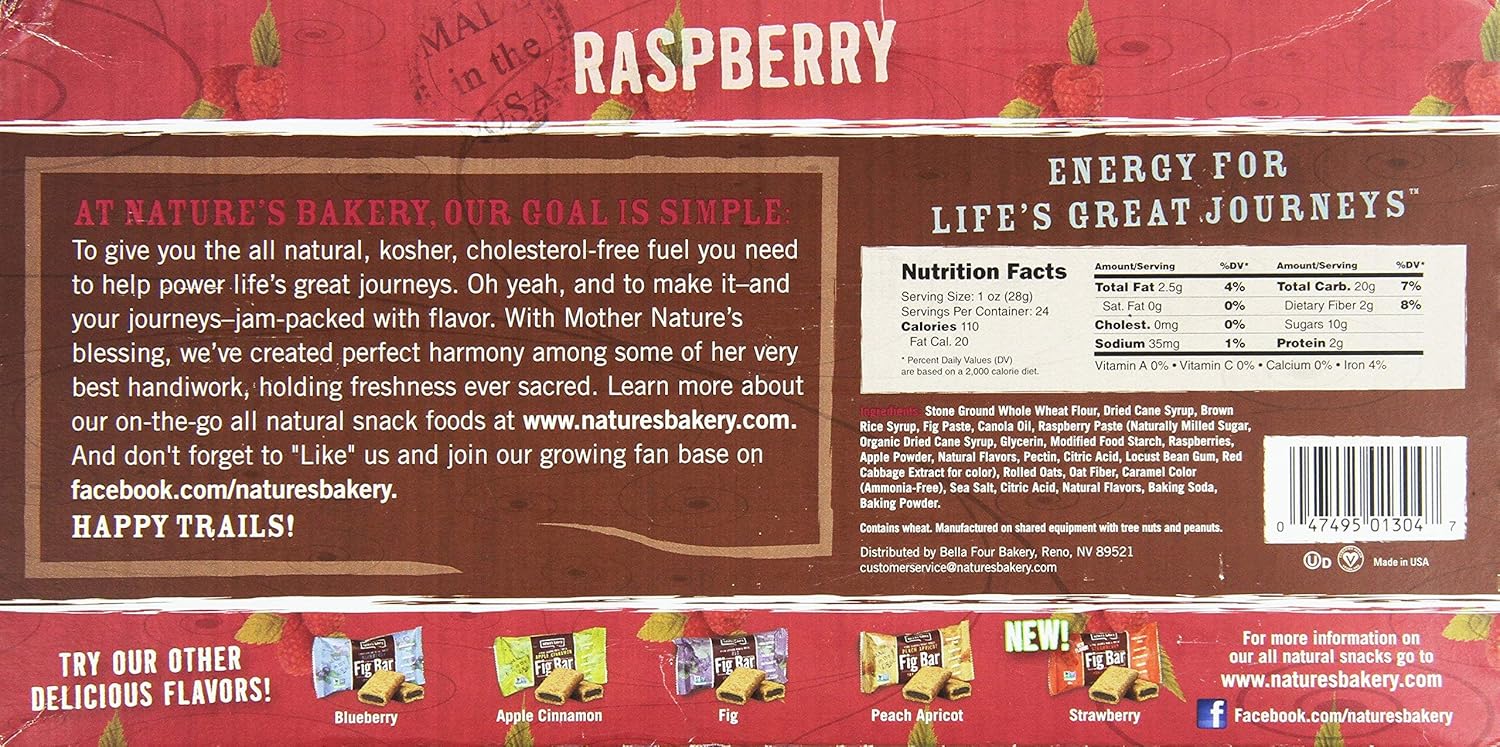 Nature's Bakery Whole Wheat Fig Bar, Raspberry, 2 Ounce (Pack of 12)