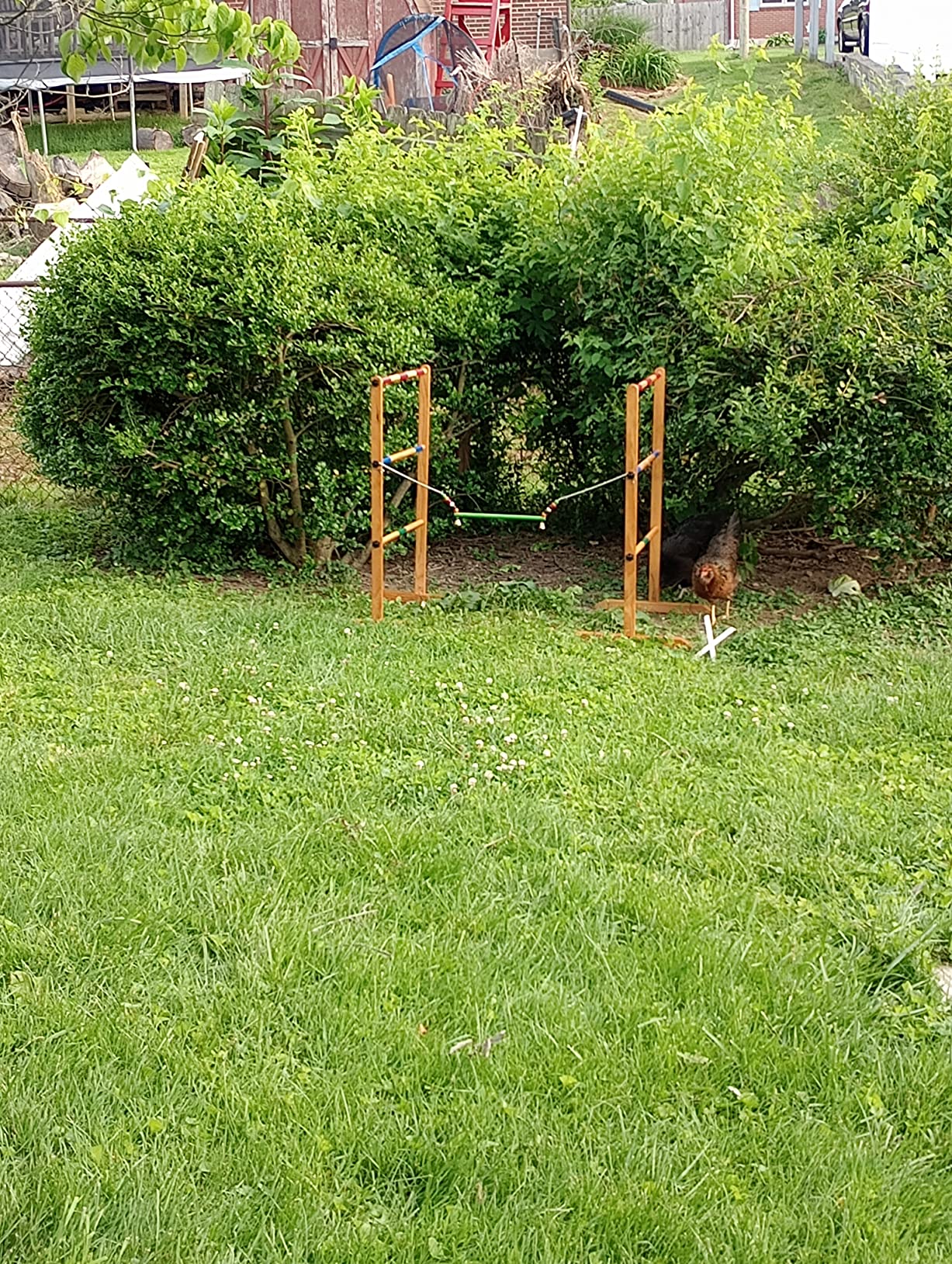 14/mo Finance Ladder Toss Double Wooden Ladder Ball Game with Finished Wood and Durable Nylon