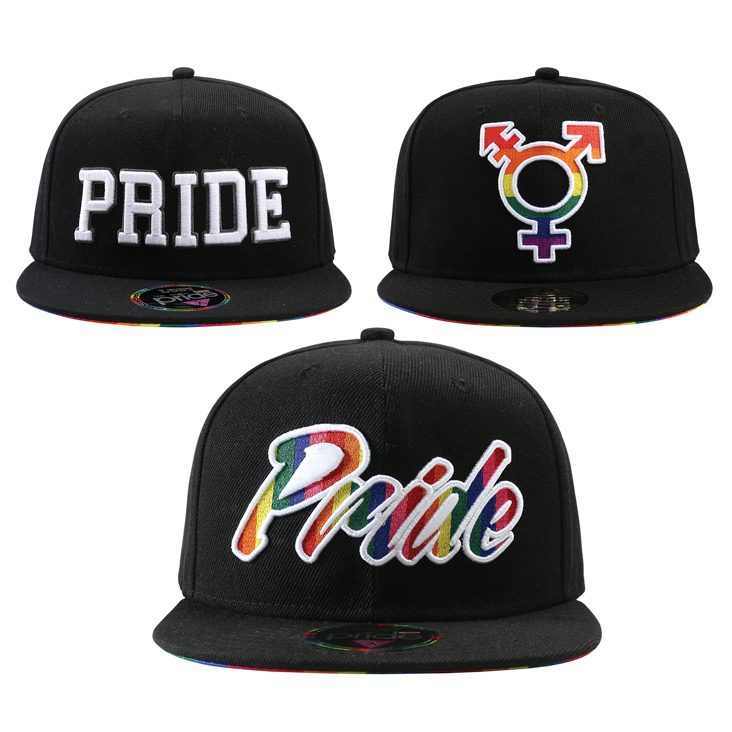We Show Pride Men's Wspsb4 Gay Pride Black Rainbow Snapback Baseball Caps Multi Pack (Pack Of 3)