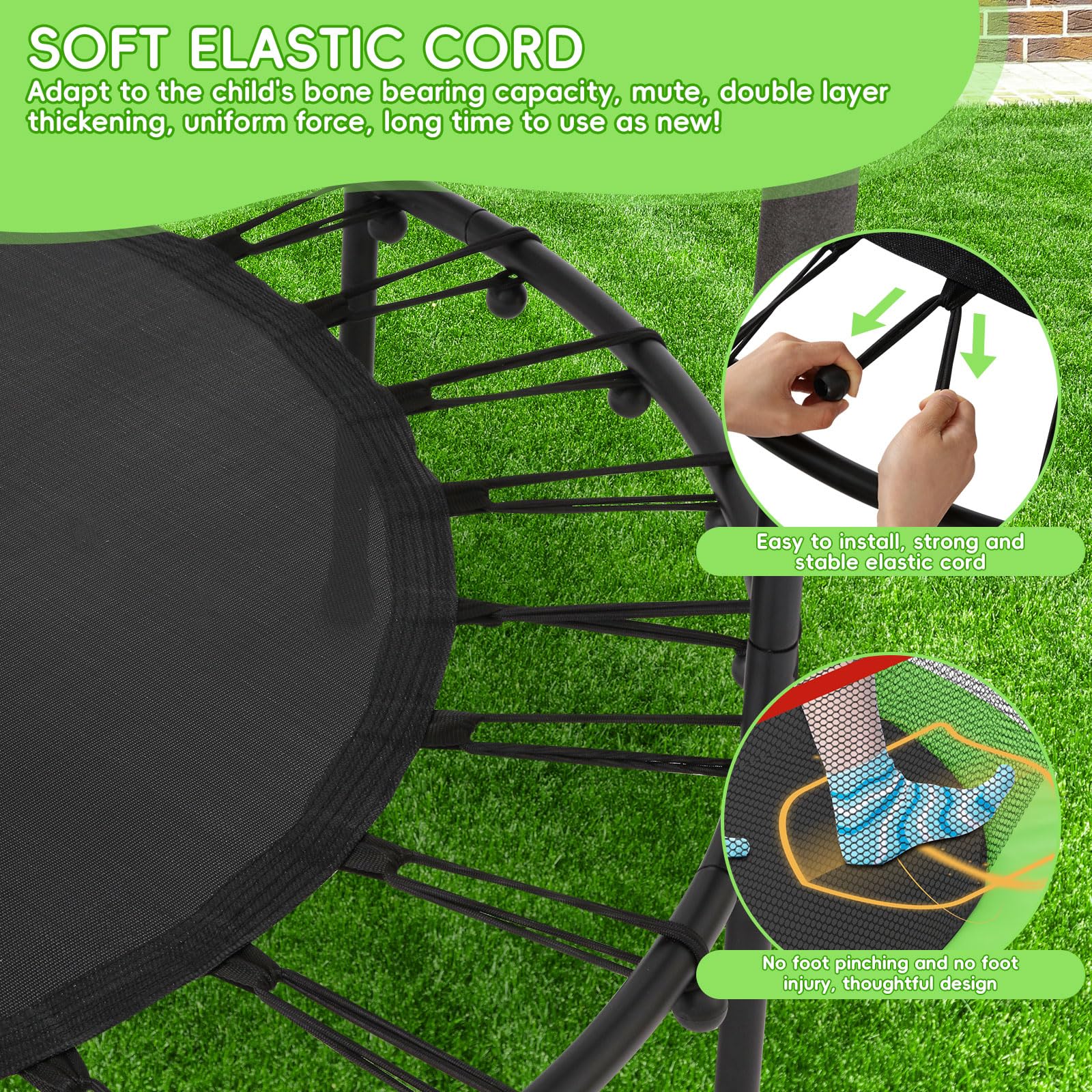 Trampolino Elastico Bambino in Acciaio,3-6 Anni con Rete di Protezione, 6 Colonne e Ingressi, 140cm Con Molle, Rete Di Sicurezza Rialzata - Regali Di Compleanno Per Bambini e Bambine, Regali Di Natale