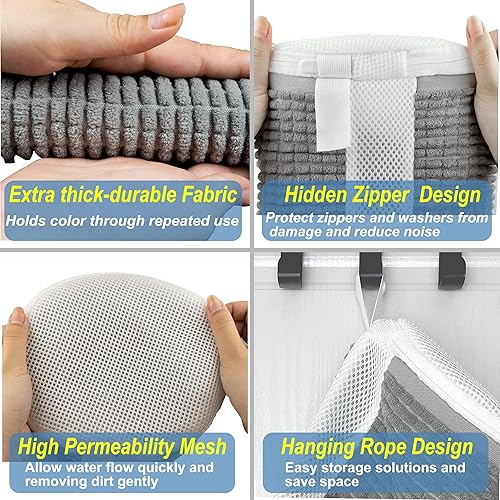 Miniatura 3 de Bolsa de lavado de zapatos, reutilizable, protectora, tamaño adaptable, bolsa de lavandería de limpieza profunda de 360 con fibras de limpieza para