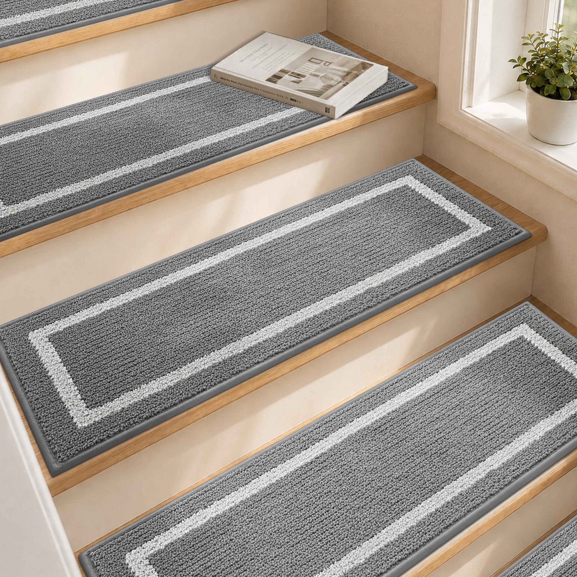 Alfombras para escaleras de madera antideslizantes COSY HOMEER gris 10 pzs
