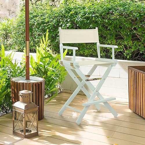 Miniatura 222 de Silla de Director de 18" Marco Blanco Lona Rosa