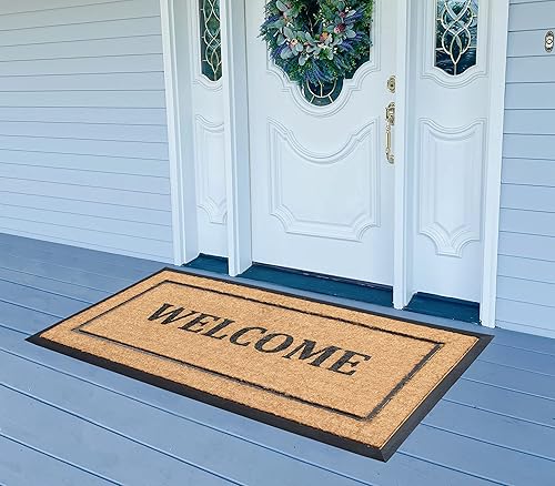 Miniatura 5 de A1HC - Tapete grande de fibra de coco natural y goma, grueso, duradero para puerta de entrada, resistente, de perfil delgado, de larga duración, 24
