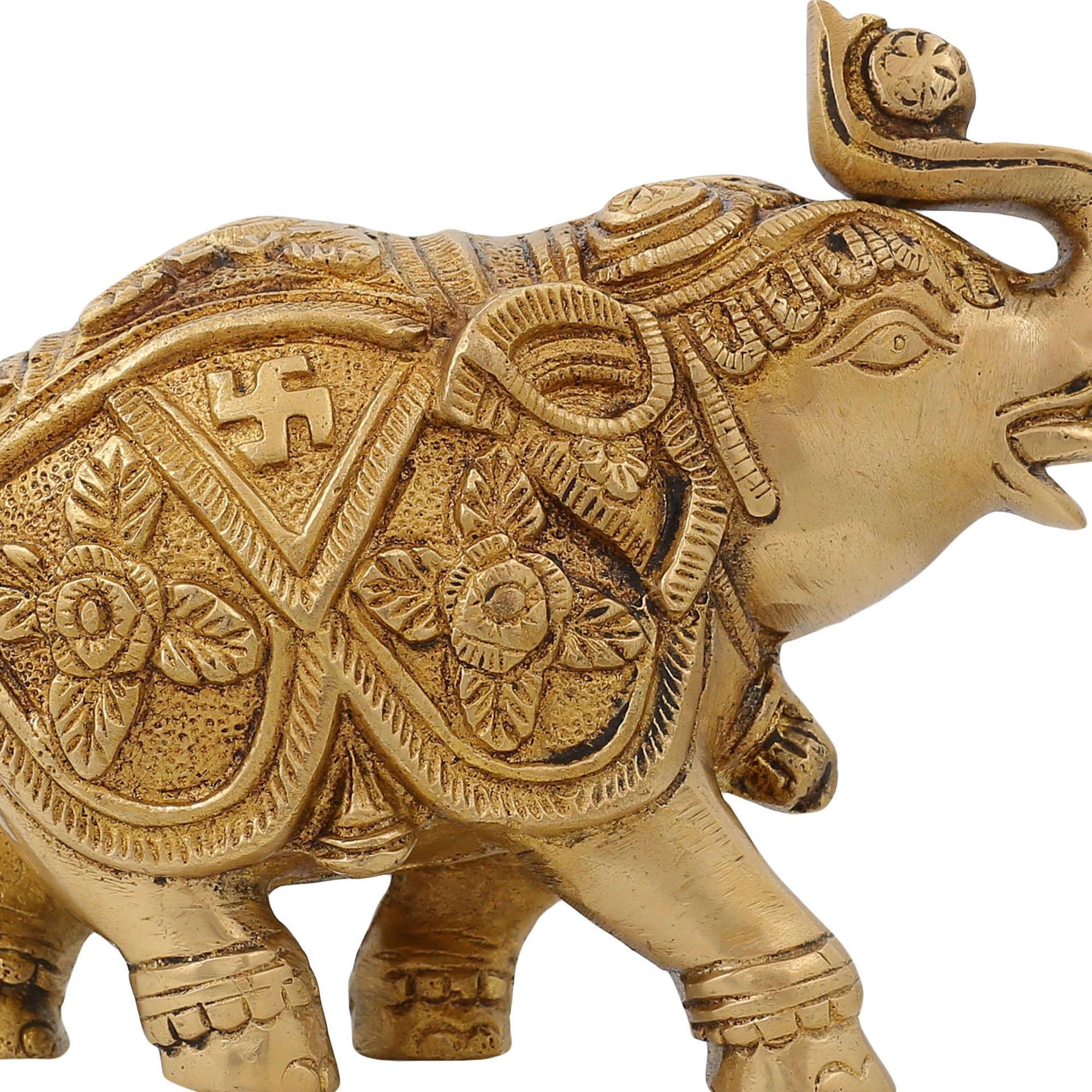 真鍮製の象の彫刻 Amazon.co.jp: Saluting Elephant Ornament Indianギフト真鍮置物彫刻