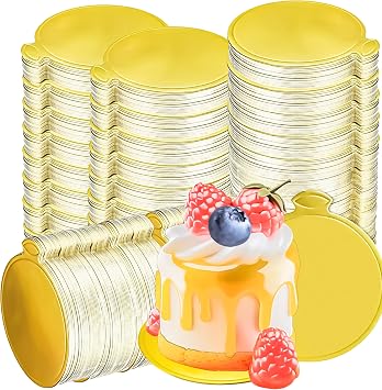 300 Pcs Mini Cake Boards 3.5inch Gold Round Cake Circle Base, Mini Round Dessert Circle Base Board, Small Paper Cake Cardboard Mousse Cupcake Bases Plates for Baking Party DIY Wedding Birthday