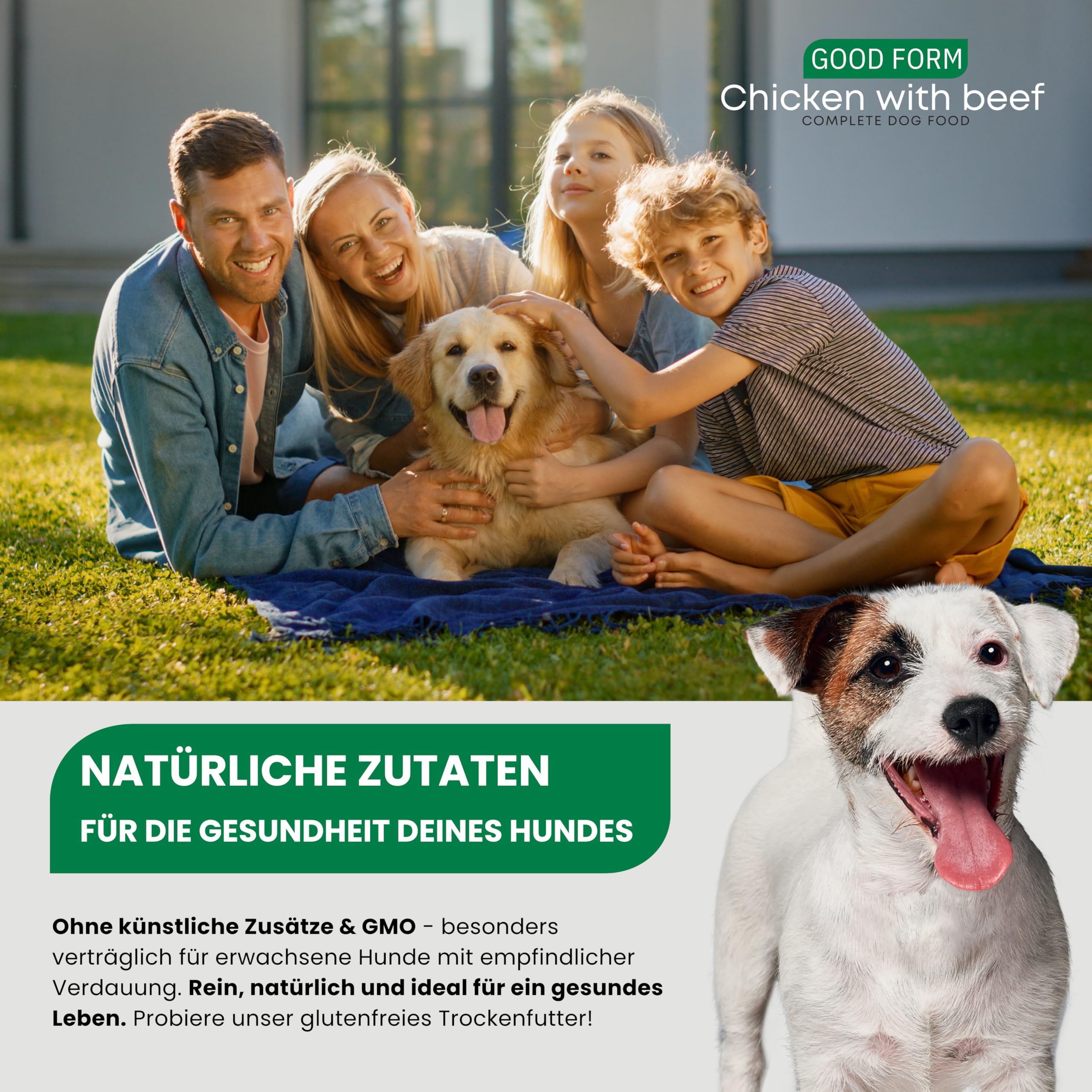 JOHN DOG Trockenfutter für Hunde - Good Form Huhn mit Rind - Hundefutter für Erwachsene Hunde Mini- und kleine Rassen - Glutenfrei und hohe Qualität - 12kg