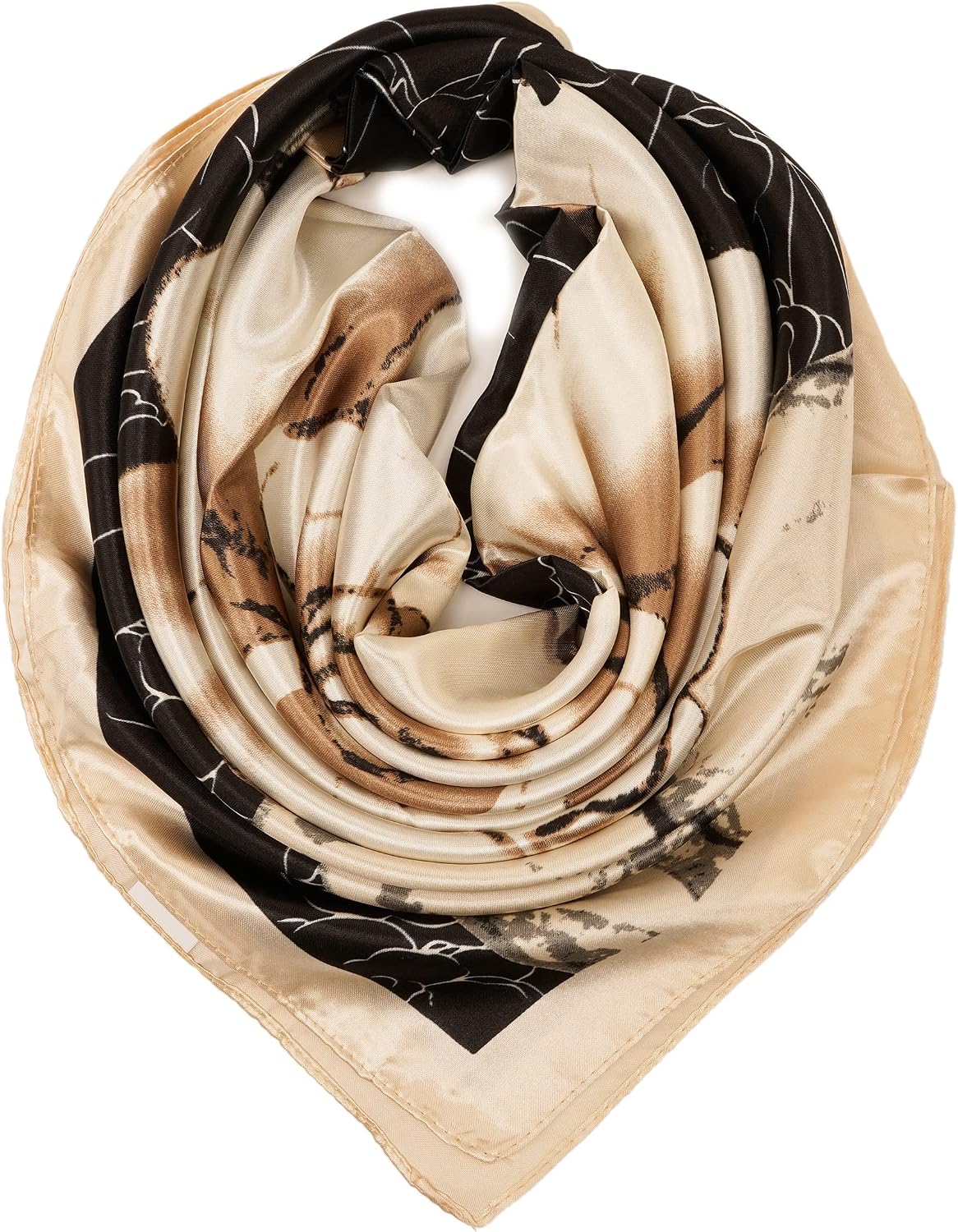 YOUR SMILE Silk Feeling Scarf Women's Fashion Pattern & Solid Color Large Square Satin Headscarf