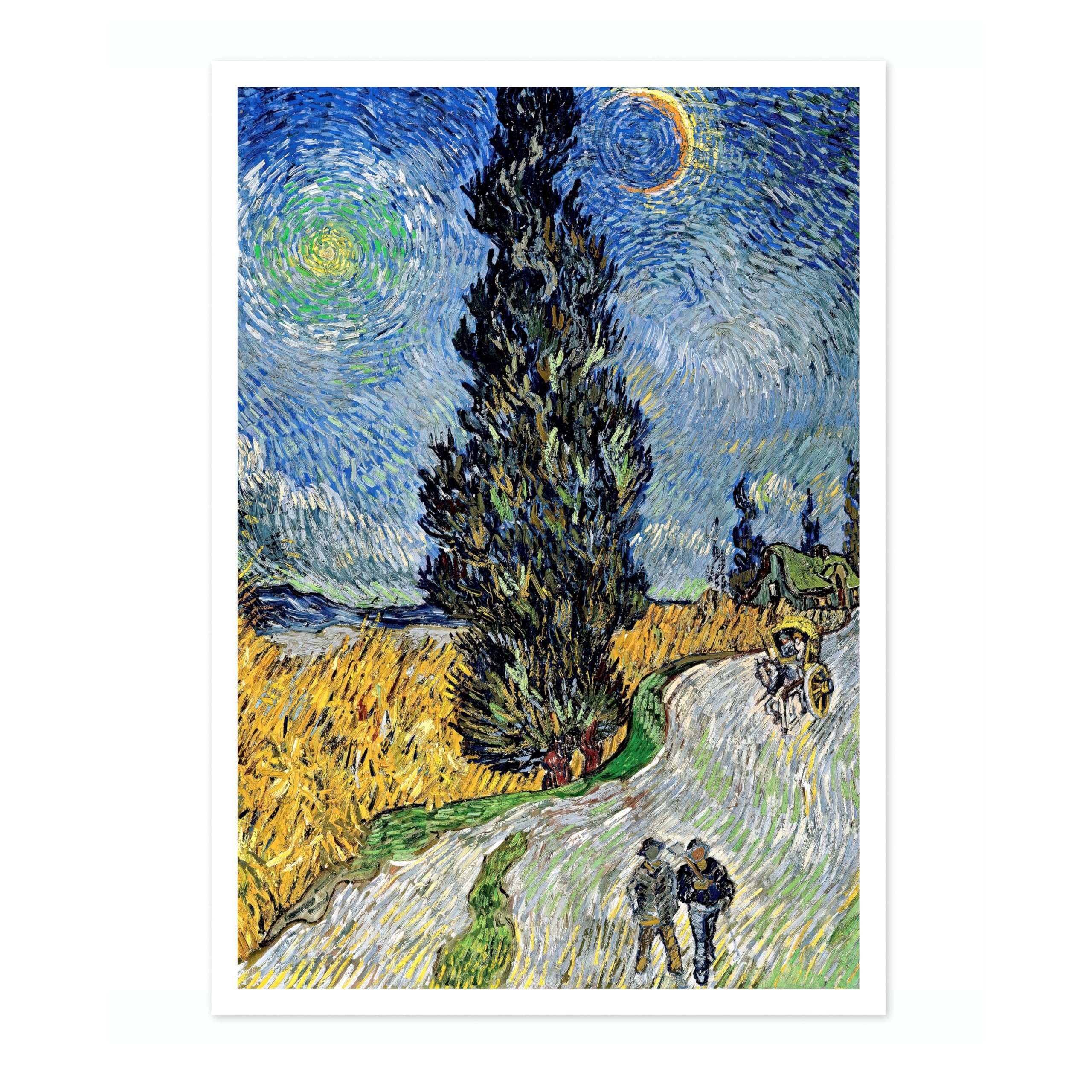 Animato Country Road In Provence By Night Vincent Van Gogh Print, Classic Famous Oil Painting Print, Modern Art Exhibition, Home Decor Wall Art, Archival Matte, 50x70cm (Print Only) - 50x70cm