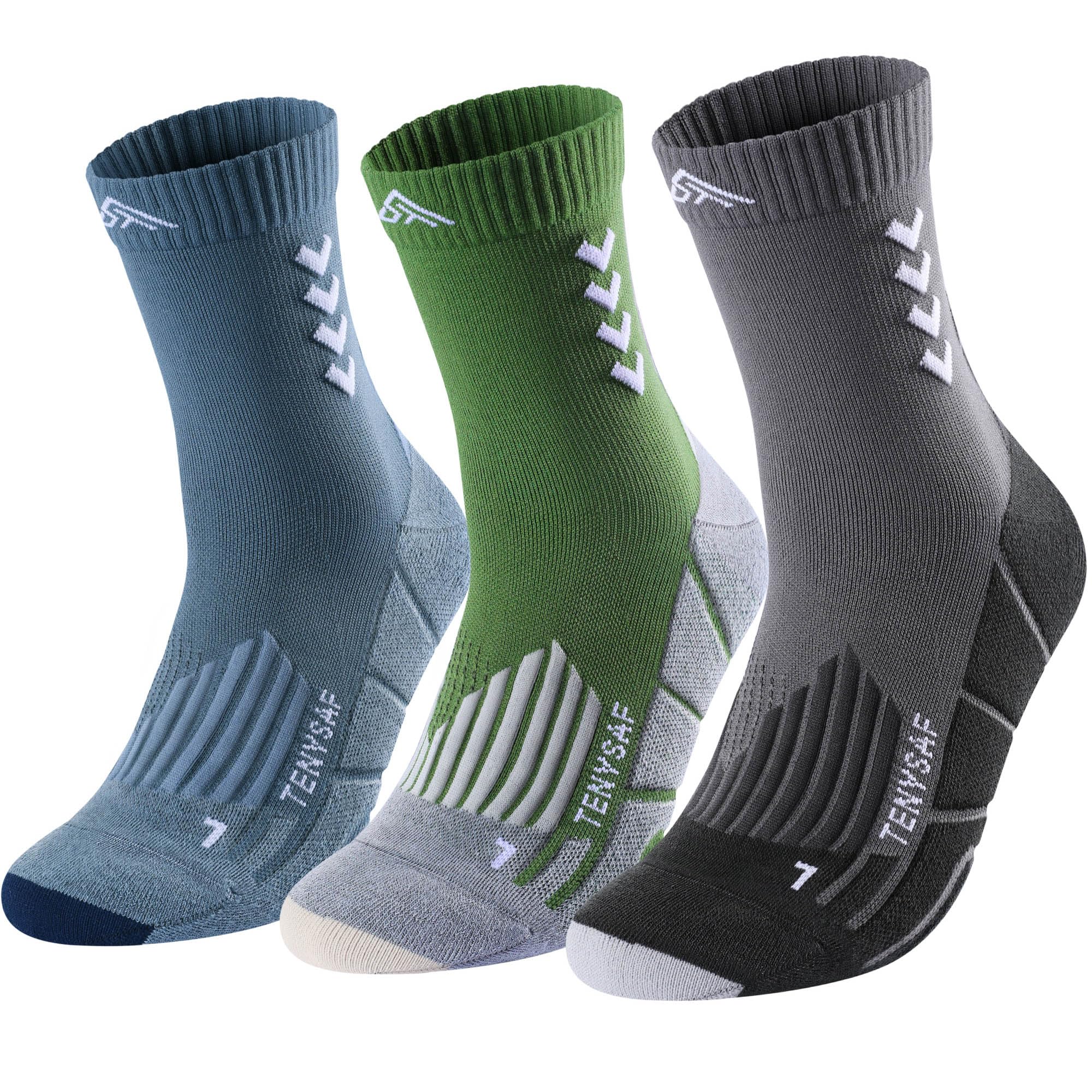 TENYSAF Compression Crew Running Socks: Athletic Socks for Men Women with Cushion,3 Pairs Work Hiking Basketball Sport Socks