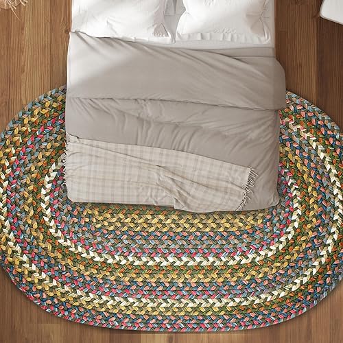 Rhody Rug Country Jewel CJ25 Emerald 7' x 9' Oval - Braided Area Rug, Home Decor, Floor Mat or Bedroom Rug - Easy Care, Ideal for High Traffic Areas in Hallway and Living Room - Made in USA