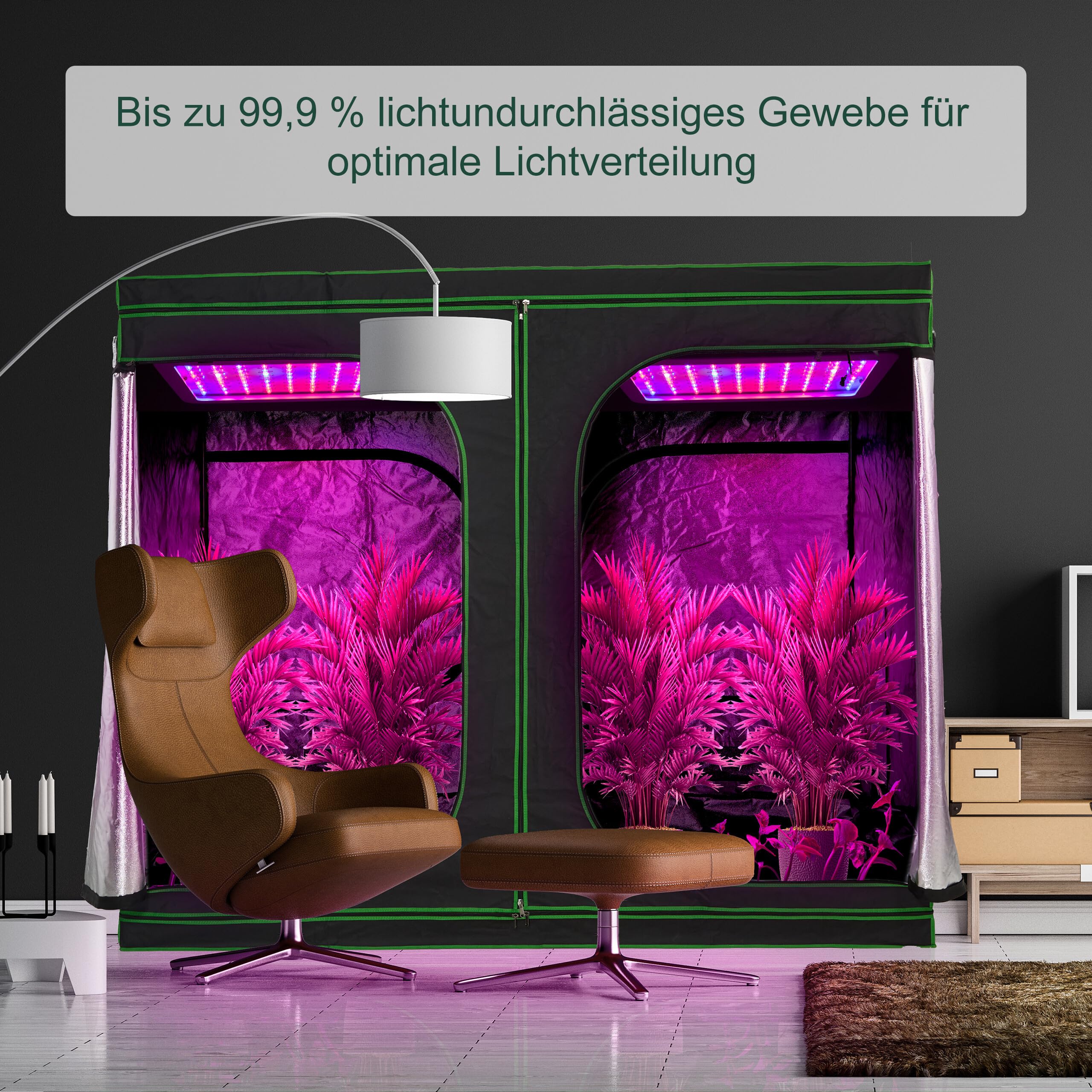 Relaxdays Growzelt, HxBxT: 180x80x80 cm, reflektierende Innenfolie, lichtundurchlässig, indoor Zuchtzelt, schwarz/grün