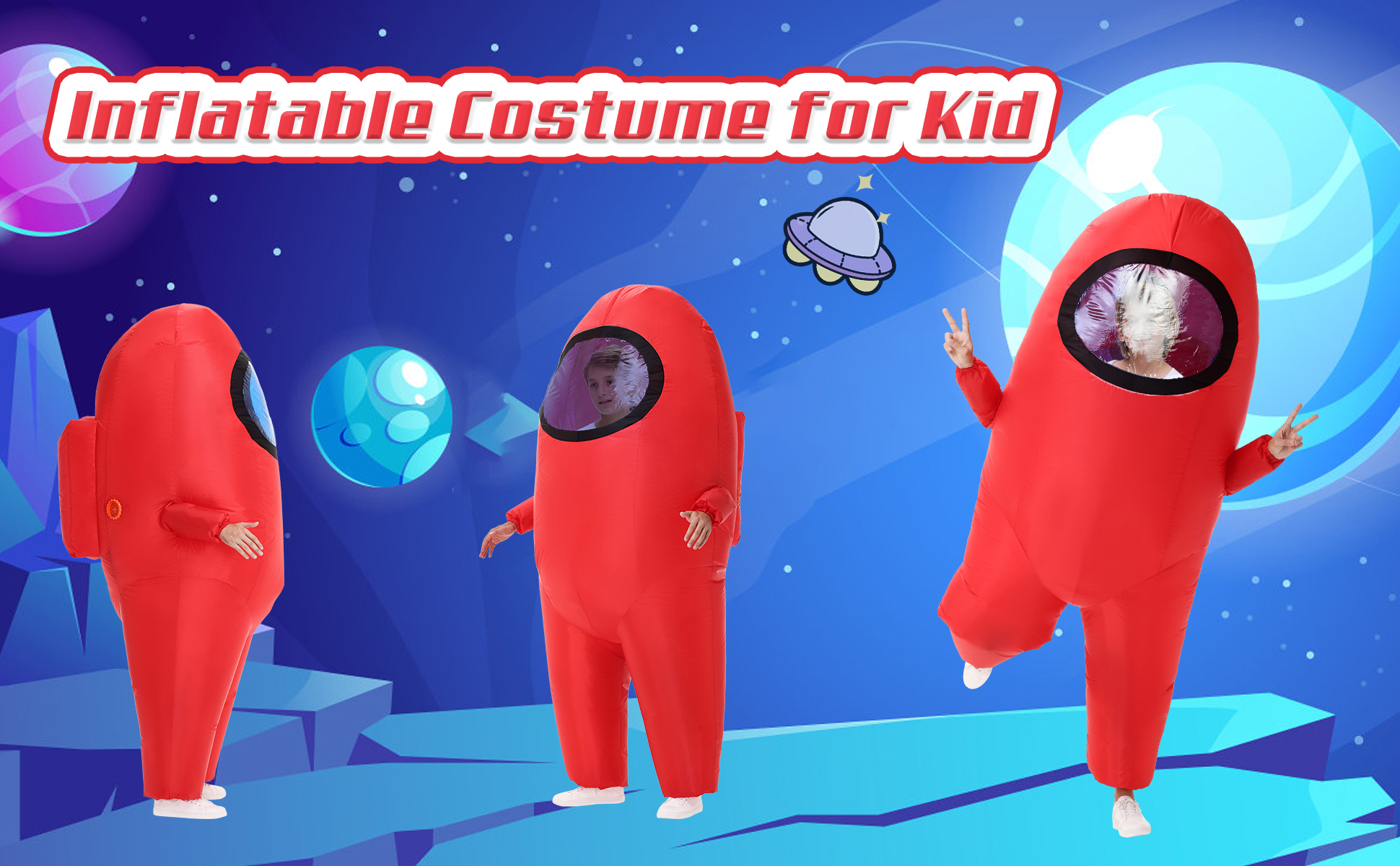 Disfraz inflable para niños traje espacial divertido miniatura 7