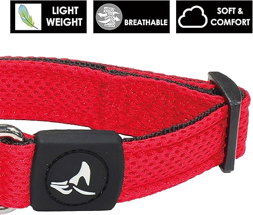 Miniatura 3 de KRUZ PET KZA102-01XS - Collar de malla para perros pequeños, medianos y grandes, collar de cuello ajustable, suave, ligero, transpirable, ajuste