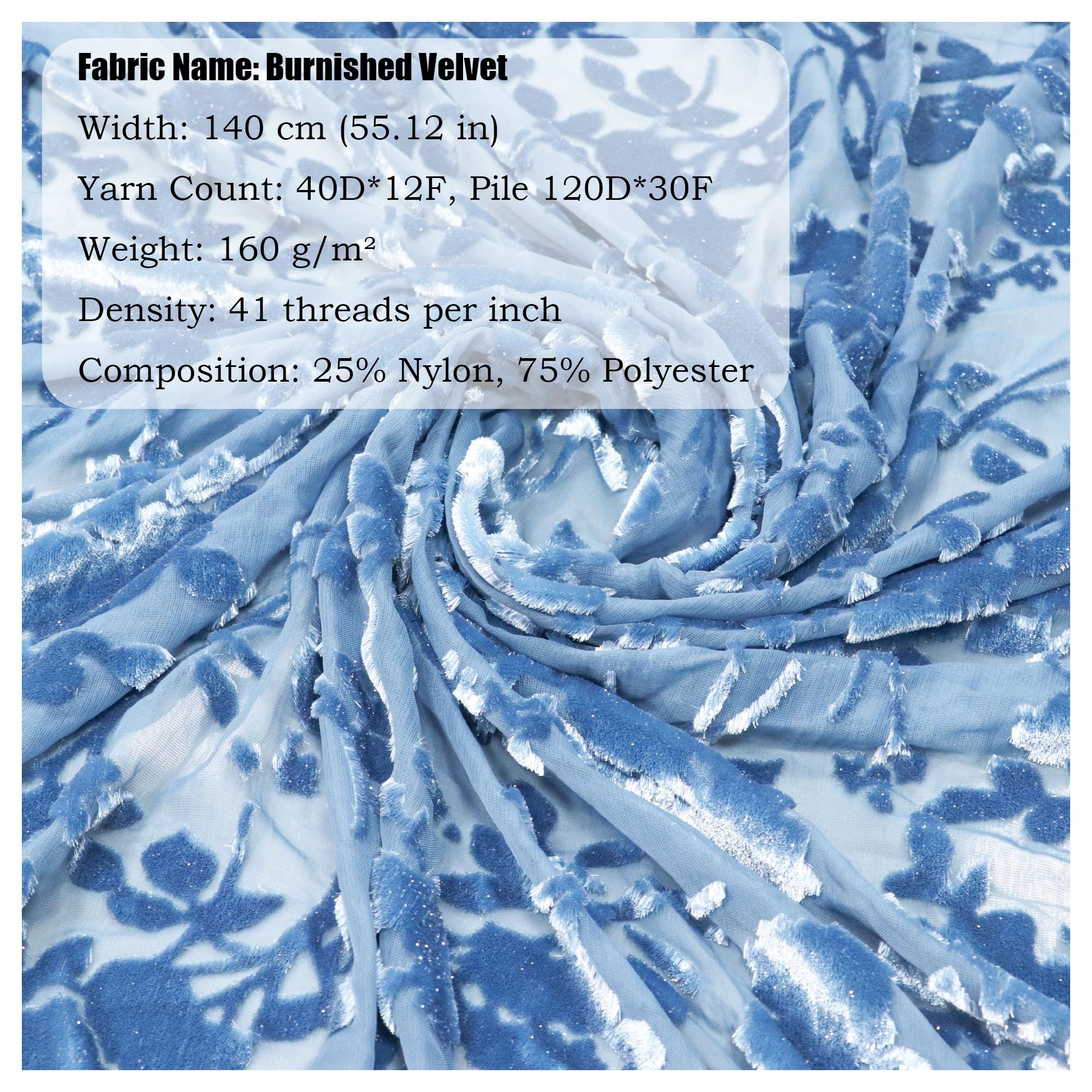 3M x 140CM Pannesamt Stoff Meterware, Transparenter Burnout Samtstoff Blumenmuster, Glänzende Stoffe Zum Nähen, Lurex Stoff Plüschstoff Samt Dekostoff für Kleid Röcke Heimtextilien DIY