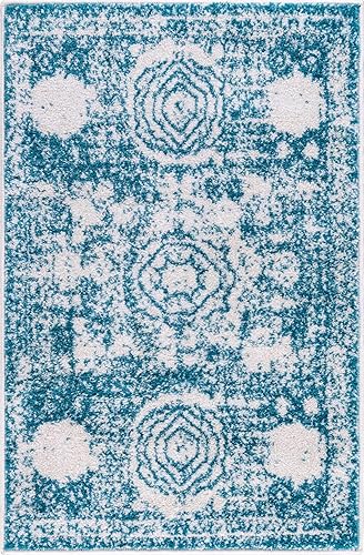 Vista 232 de Unique Loom Bromley Collection Vintage Traditional Medallion Border - Alfombra, Polipropileno, Amarillo/Crema azu/marfil,Gris