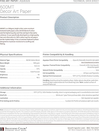 Miniatura 2 de 600MT - Papel para inyección de tinta mate de 16.5 mil 10.58 ozm, 17 pulgadas x 50 pies. Mezcla de 50% algodón que combina sus ventajas con las del