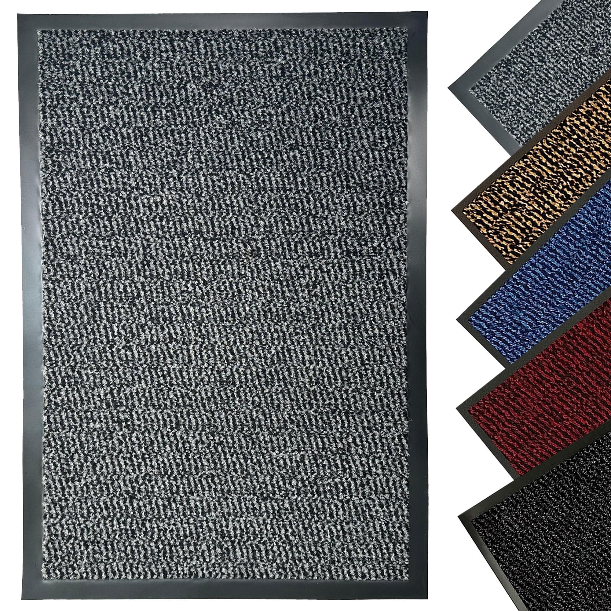 LENAK Door Mats - Entrance Mat Barrier Hallway Runner Kitchen Rug, Non-Slip Dirt Trapper Rubber Back Washable Floor Mat, Dust Grabbing Indoor Outdoor Doormats (Grey, 50x80cm)