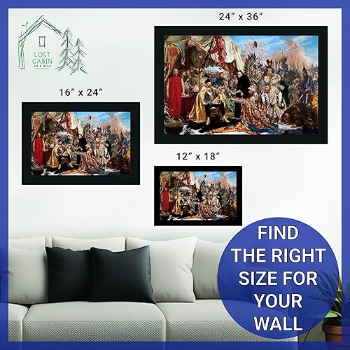 Miniatura 6 de Lost Cabin Bathory at Pskov de Jan Matejko Imprimir marco plano negro Reproducción de pinturas de obras de arte finas Póster decorativo enmarcado