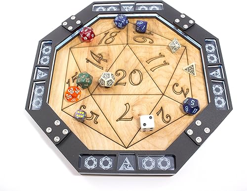 Miniatura 2 de Bandeja de dados octágono C4Labs Octágono-madera con grabado láser D20 diseño para juegos