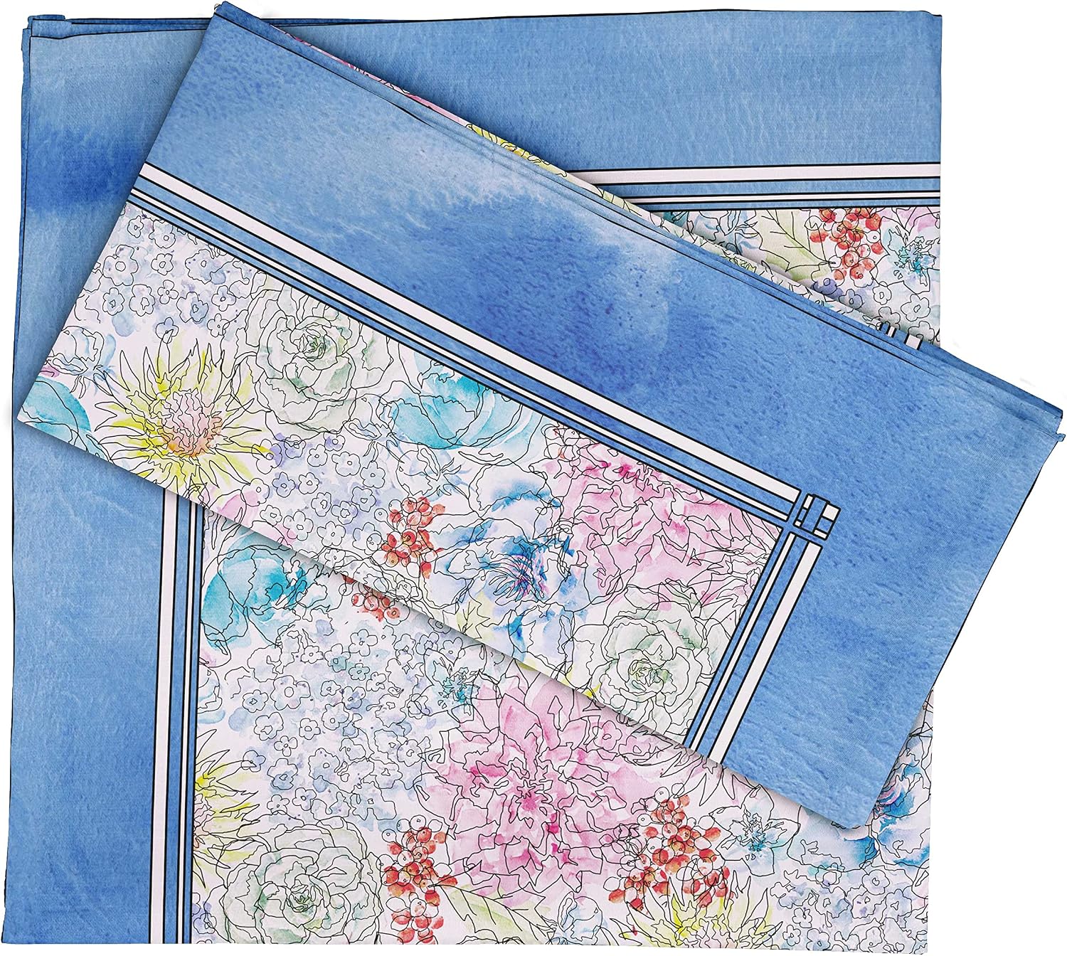 Luxury Collection Dinner Table Linen Decor Cotton Napkin Printed Fabric Reusable Napkins Set of 12, 20 X 20 - Watercolor Flower