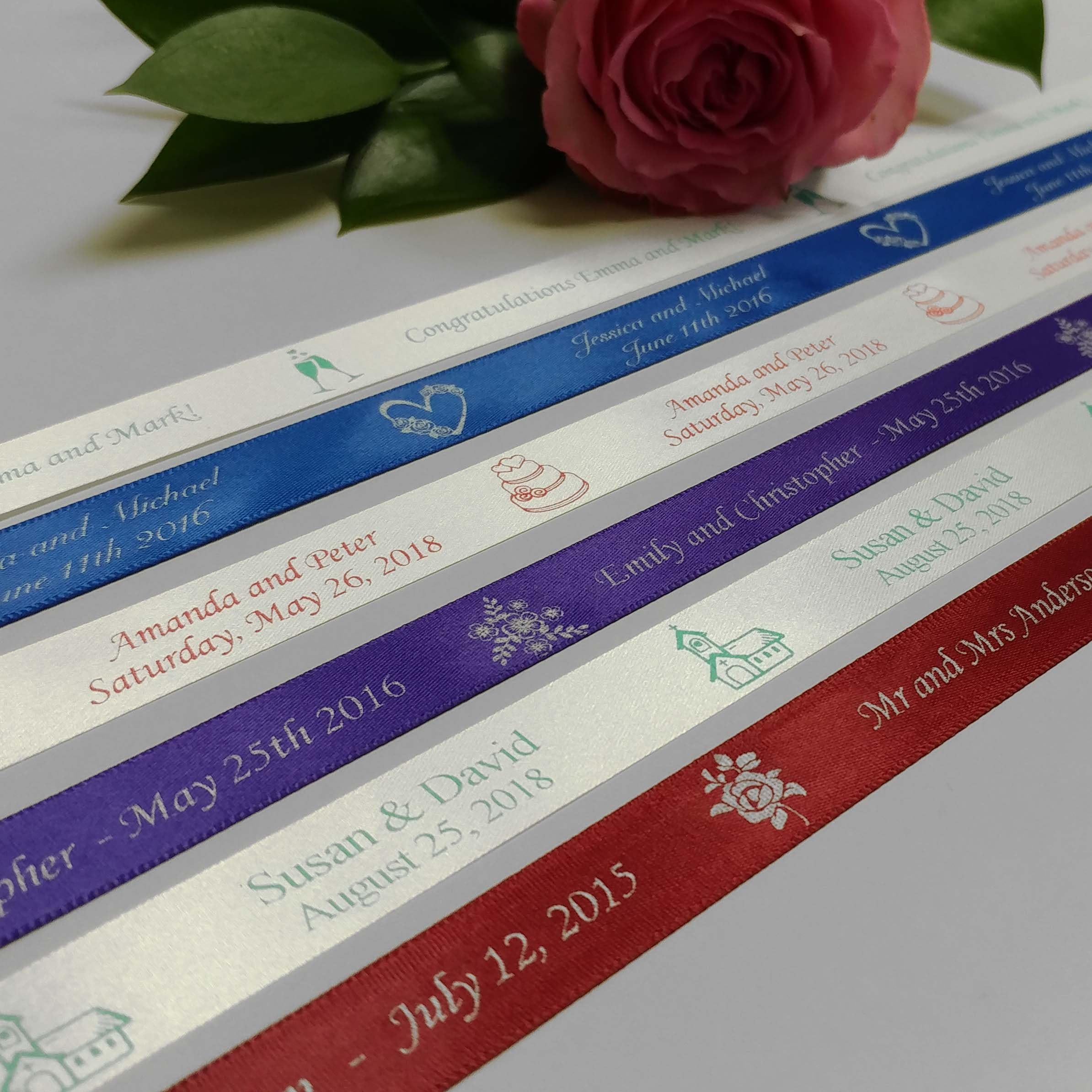 Personalized Wedding Ribbon - Customized with Your Text for Favors & Gifts (25 Yards)