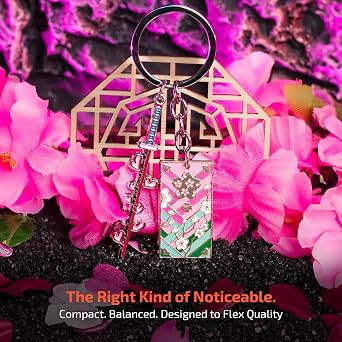 Demon Slayer Gifts, Anime Keychains with Sword & Charm Plate, Gift-Ready Packaging with Protective Case