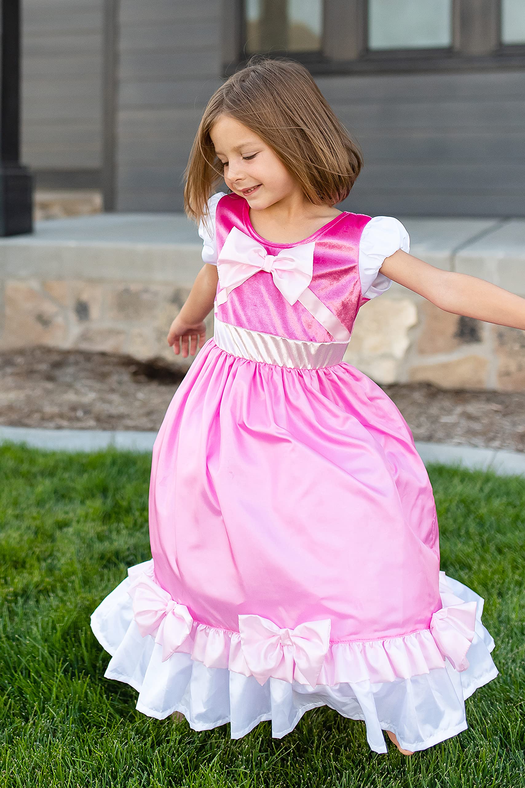 dress pink and white Strapless White and Pink Tiered Long Dress with Slit – PollyBoutique