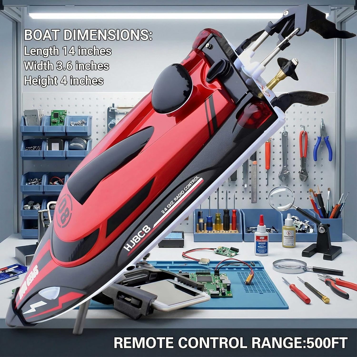 14 inch RC Boat High Speed Remote Control Boat for Kids and Adults, 2.4GHz Outdoor Water Toy 23 + MPH Race Boat for Pool Lake & Great River