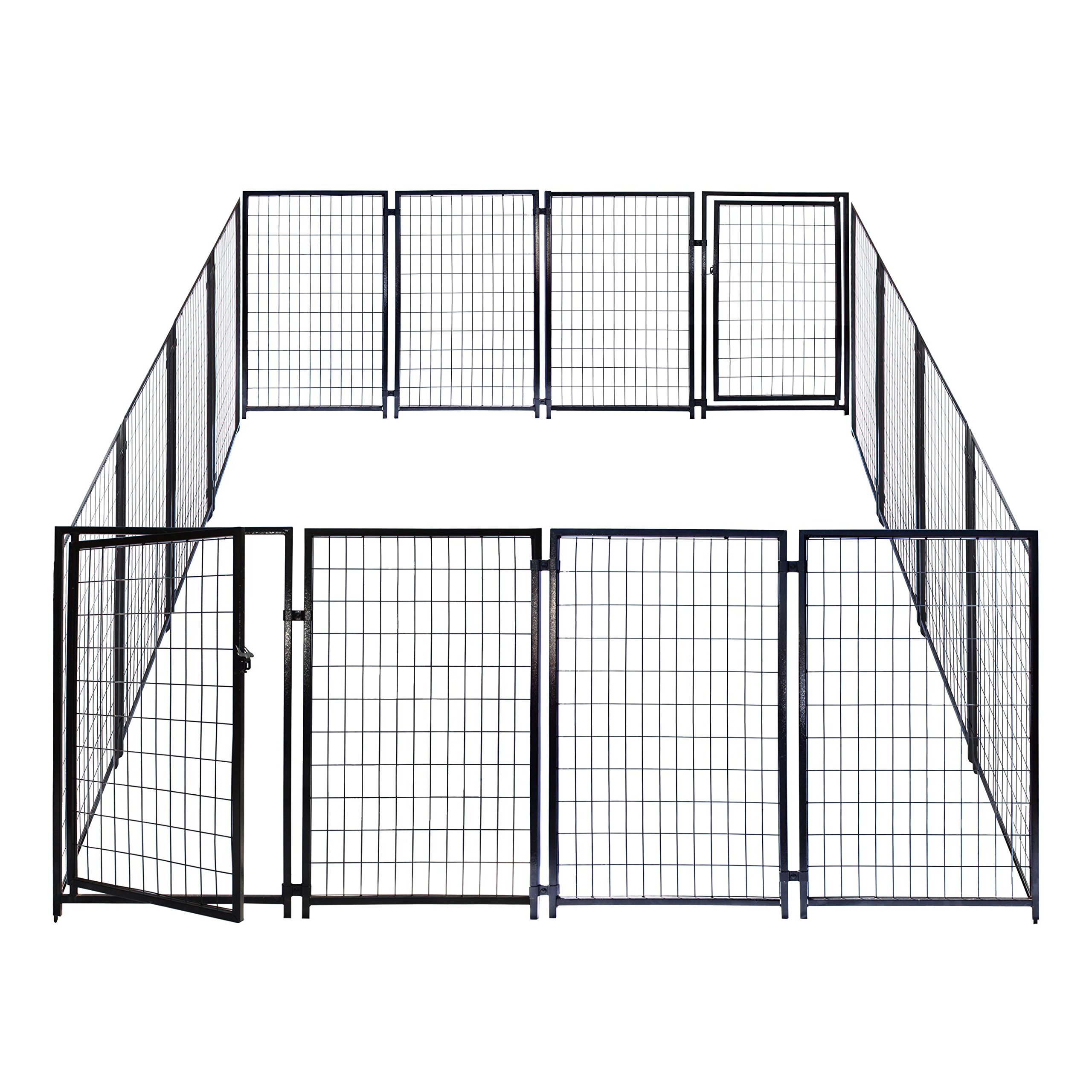 Luna Expandable Outdoor Dog Kennel 10x10x4 ft | Large Heavy-Duty Galvanized Steel Pet Pen with Gate | Powder-Coated Frame | Rust-Resistant Panels | Secure Latch