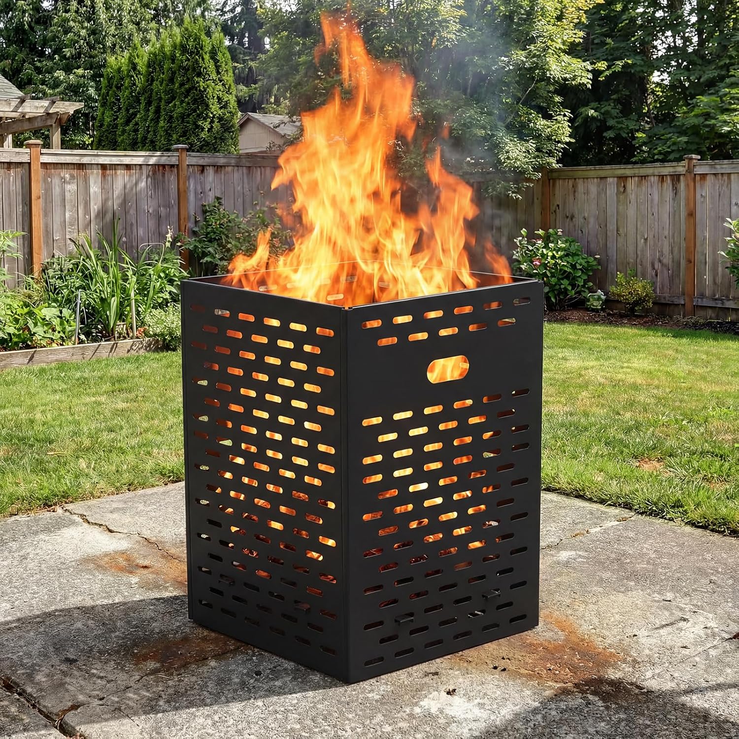 HAPPYGRILL Burn Barrel for Outside, 64 Gallon Ultra Thick Incinerator Steel Drum for Yard Waste, Outdoor Metal Burn Cage for Paper Leaf Trash, No Bottom